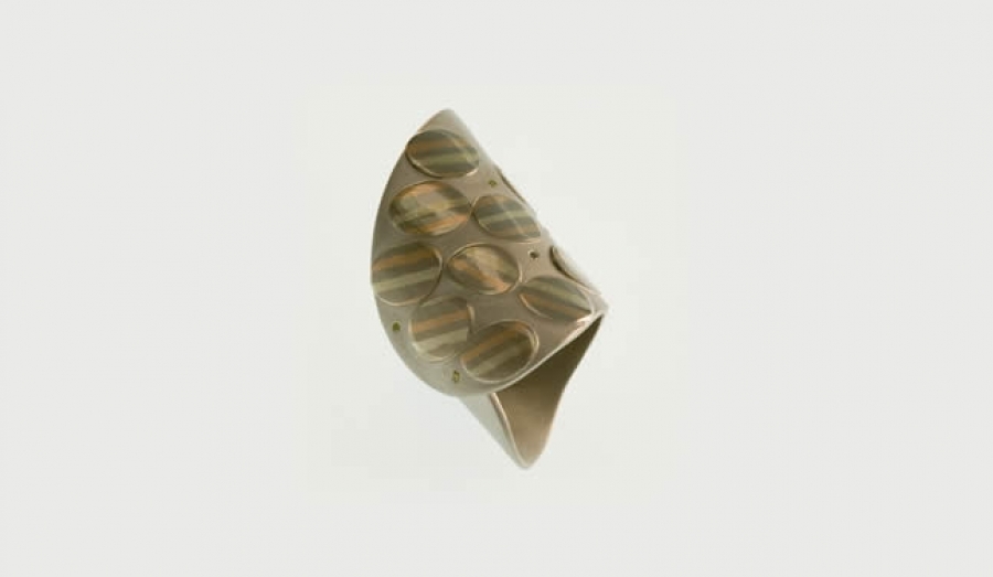 MOKUME LEAVE(PALLADIUM-RED GOLD-SILVER-DIAMONDS)