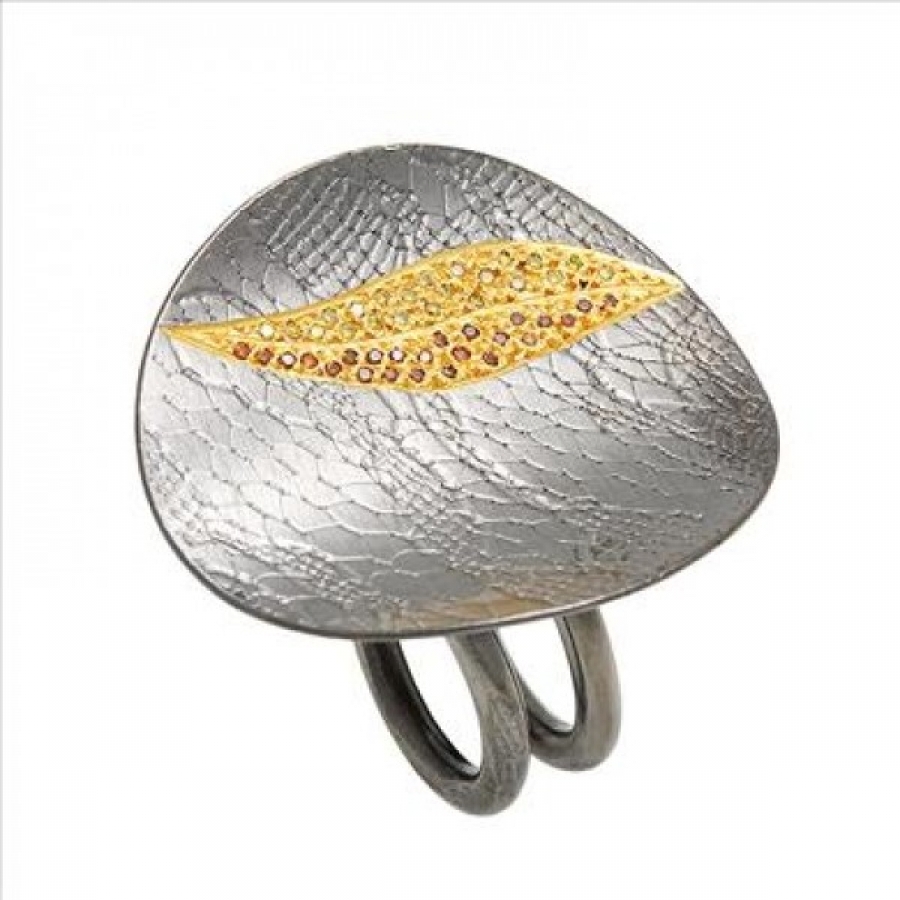 Silver Ring "LACE" With Diamonds